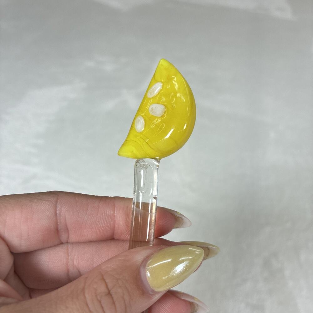 Set of 4 Vintage Glass Lemon Wedge Swizzle Stick Stirrer 11.75" Summer Free Ship - Picture 5 of 7